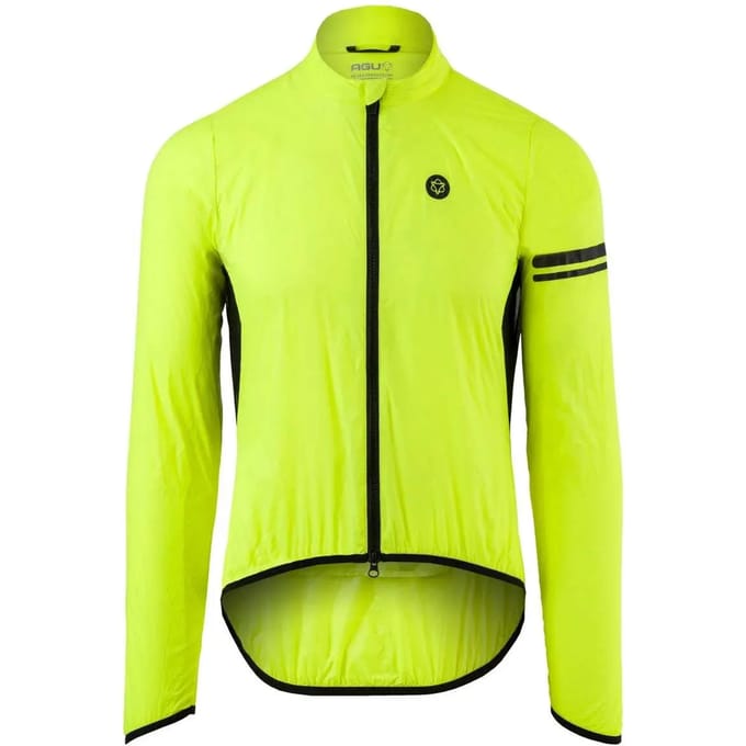 AGU Essential - Windjack Heren - Fietsjack - Winddicht en waterafstotend - Ademende mesh rug - Reflecterend - Opvouwbaar - Geel - S
