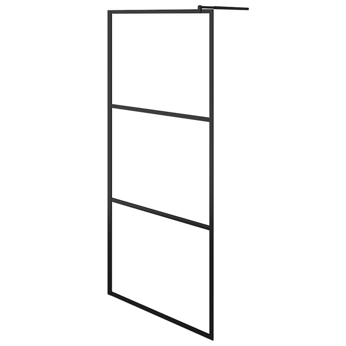 vidaXL - Inloopdouchewand - transparant - 90x195 - cm - ESG-glas - zwart