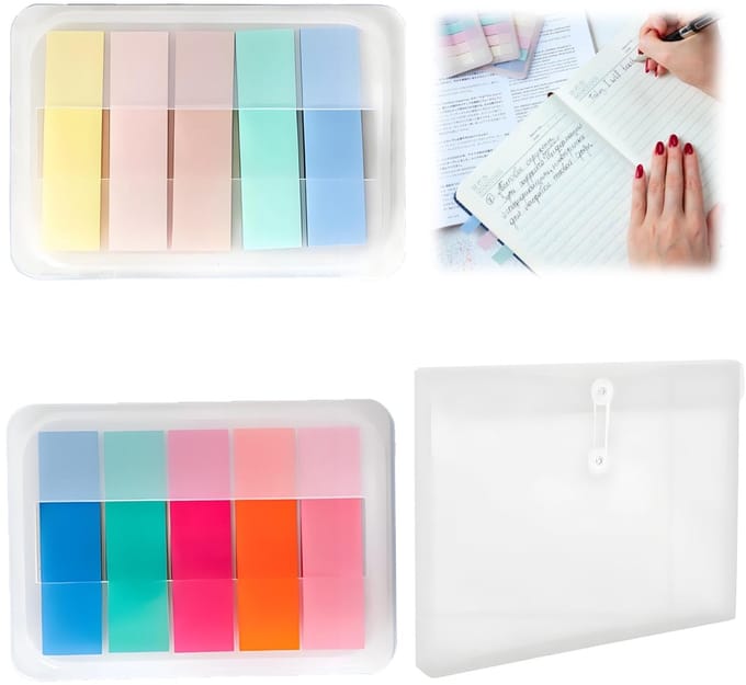 Dailygoods- Plakstrips 200 Stuks - Transparante Plakstrips - Zelfklevende Zijmarkers - Index Tabs - Sticky Notes - Documentenmap A5 - Uittrekbaar Ontwerp