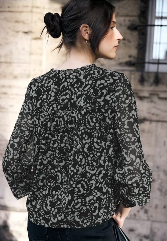 Gedessineerde chiffon blouse