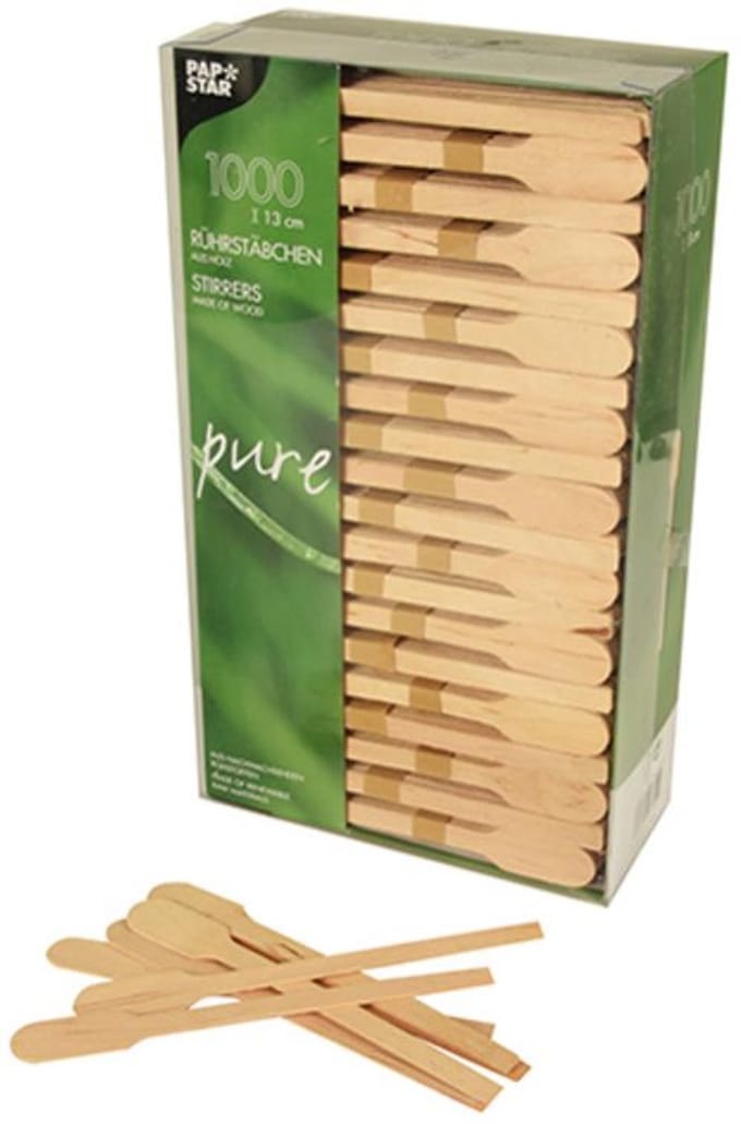 Papstar 100 Roerstaafjes hout pure 13cm