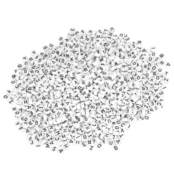 1000 Pièces Perles Blanches Perle Alphabet Anglais Noir DIY Acrylique Rond Bijoux Vêtements Accessoire white