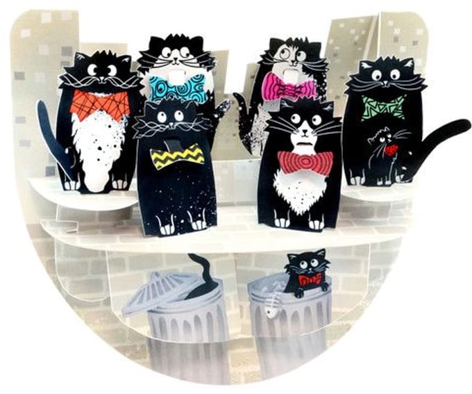 3D Popnrock - Wenskaart - PR103 - Cats With Bowties
