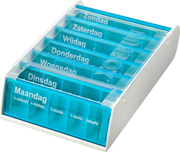 Anabox - 7 dagen medicijndoos - Azuur - Pillendoos - Medicijndoos