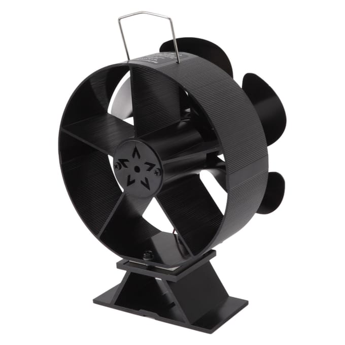 Ventilateur de cheminée à 6 pales Module thermoélectrique Ventilateur de poêle à bois Alimenté par la chaleur Bois Brûlant Air black
