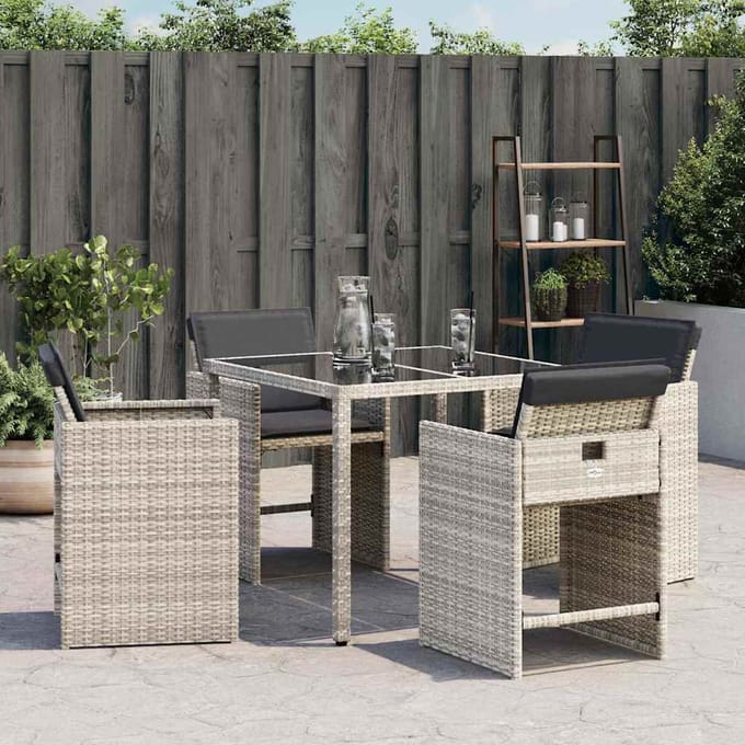 vidaXL - Tuinstoelen - 4 - st - met - kussens - poly - rattan - lichtgrijs