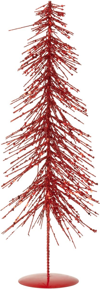 J-Line decoratie Kerstboom Glitters - kunststof - kerstrood - medium