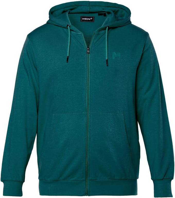 Men Plus - Heren - Trainingsjasje met capuchon basic - Dennengroen - Maat L