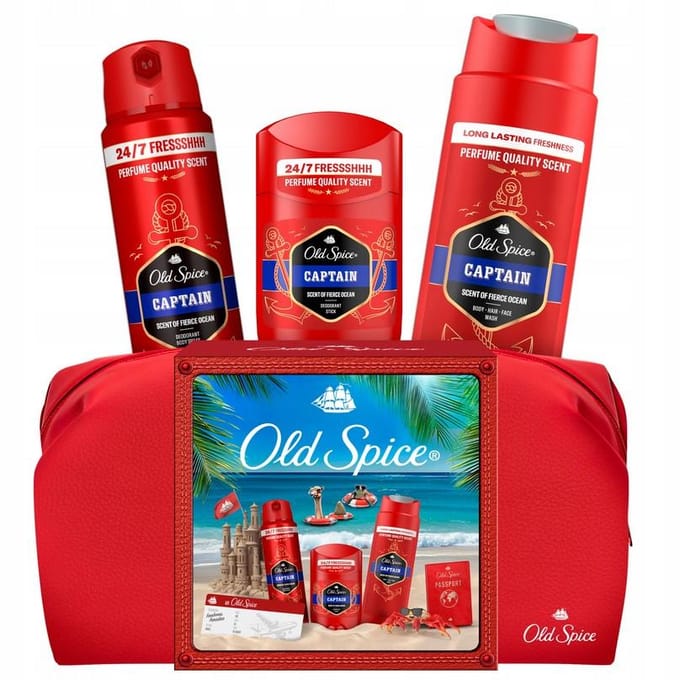 Old Spice coffret captain gel 3 en 1 250 ml + stick 50 ml + déodorant 150 ml