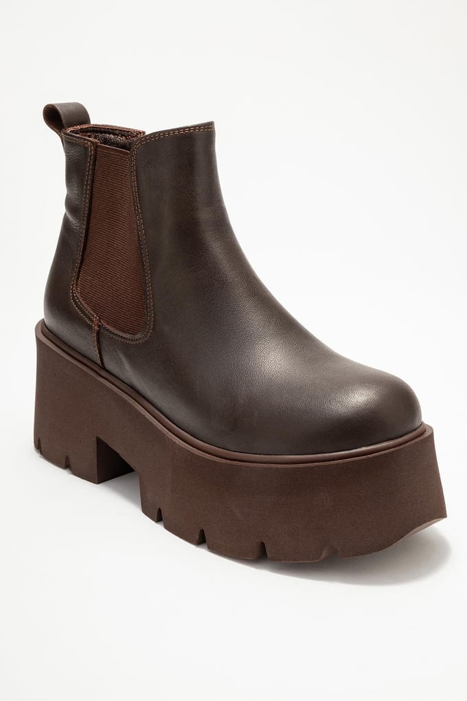 Clen Leren Platform Chelsea Boot