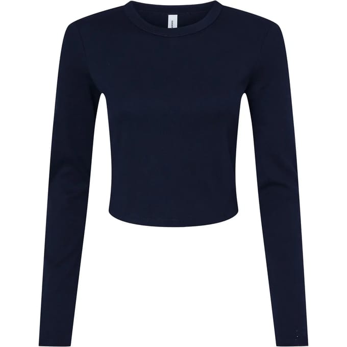 Bella+Canvas Women´s Micro Rib Long Sleeve Baby Tee BL1501 - Solid Navy Blend - S