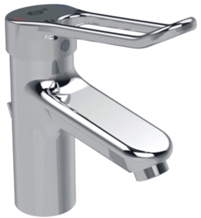 Ideal Standard Ceraplus 2 1-gats wastafelkraan met waste m. vaste zelflegende uitloop m. beugelgreep 14cm chroom