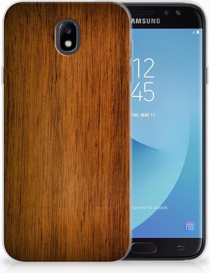Samsung Galaxy J7 2017 | J7 Pro Bumper Hoesje Donker Hout