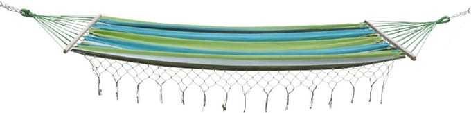 Buitenkado Hangmat 350cm Katoen Franjes Gestreept Groen