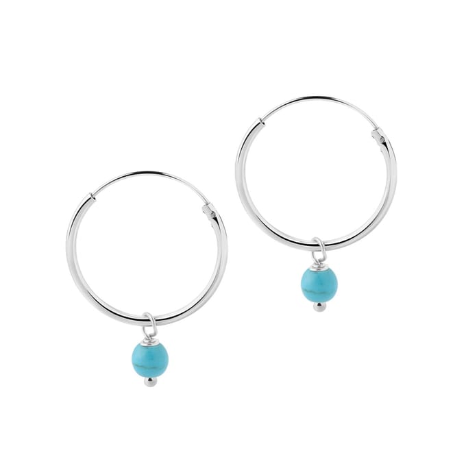 Zilver Hoops met Turquoise Blauwe Steen