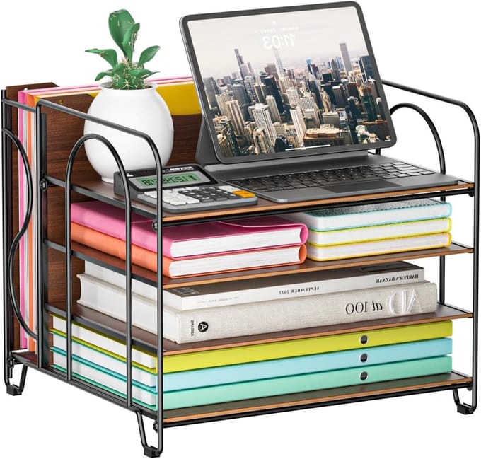 Papier lade - Bureau organizer - Kantoor opslag - Metaal en MDF ontwerp - Rechthoekig - Antiek