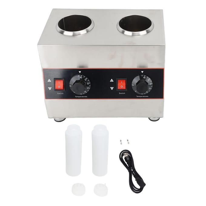 1300ml Commerciële Sauswarmer Kaasdispenser Hot Fudge Warmer 30?85 graden C Temperatuur Instelbaar Dubbel L white