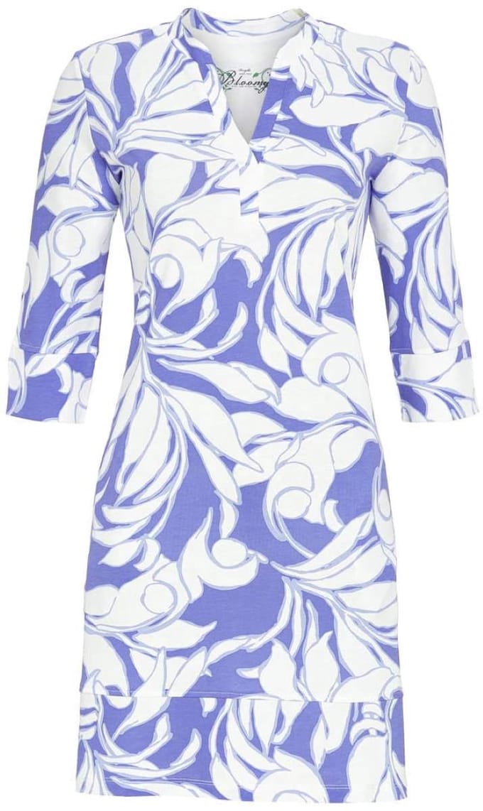 Nachthemd abstracte bloemen blauw - Blauw - Maat - 42