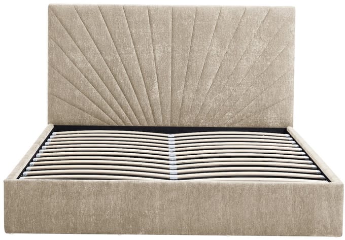 Vente-unique Bed met opbergruimte stof beige 140 x 190 cm