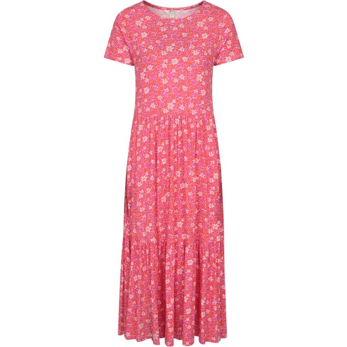 Mountain Warehouse Dames Sardinië Bloemen Gelaagd Jurk (Heldere Roze)