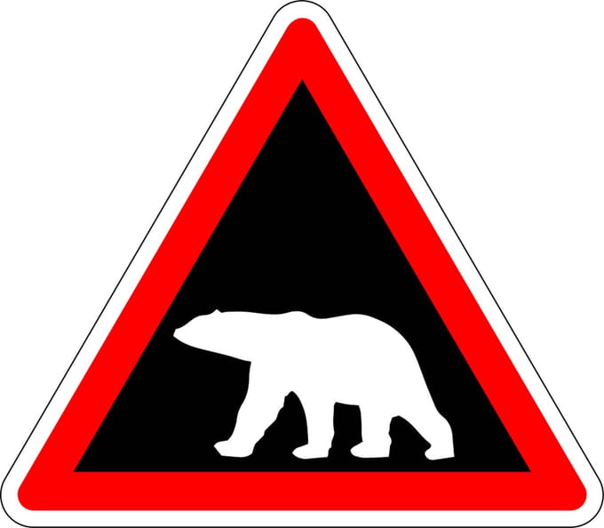 Pas op voor ijsberen sticker 100 mm