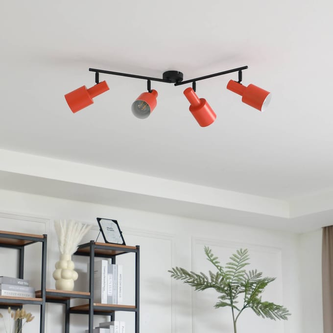 Lindby - buitenspot - 4lichts - IJzer - H: 25 cm - E27 - oranje, zwart