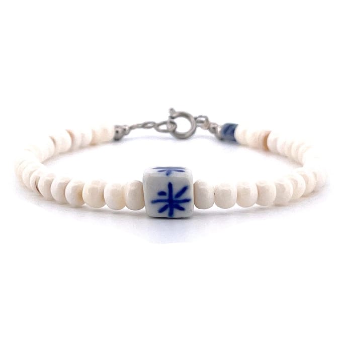 IbizaMen - heren armband - parelmoer - keramiek - vierkant - 6mm - 21cm