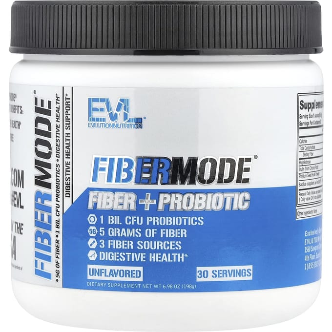 EVLution Nutrition, FiberMode, Fibres + Probiotiques, Sans saveur, 6,98 oz (198 grammes)