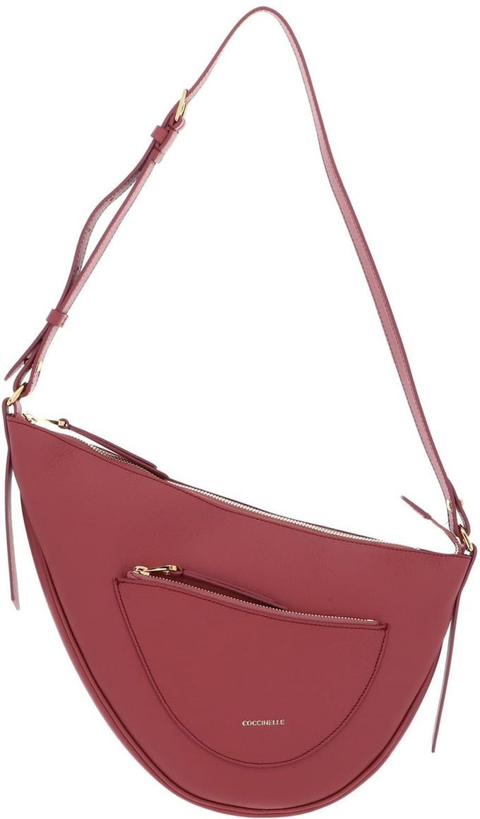 COCCINELLE Leren Schoudertas snuggle Shoulderbag Double Grainey Leather Pot / Powder Pink Lichtrood