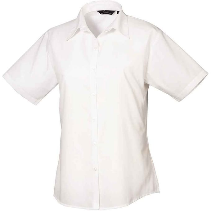 Premier Dames/Dames Popeline Blouse met Korte Mouwen (Wit)