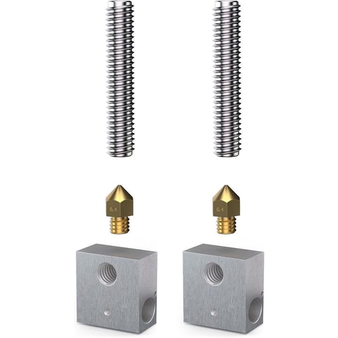 Anet 0,4 mm messing mondstuk extruder printkop + verwarmingsblok hotend + 1,75 mm keelbuizen 6Pcs gray