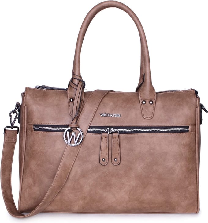 Wimona Fabiana Two 2022 Schoudertas / Laptoptas - 15,6 inch - Taupe