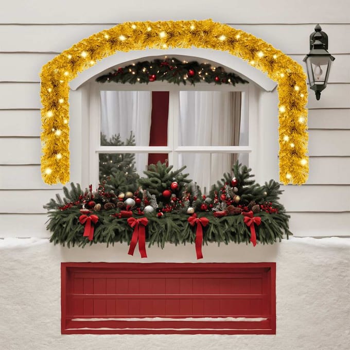 vidaXL - Kerstslinger - met - LED-lampjes - 10 - m - goudkleurig