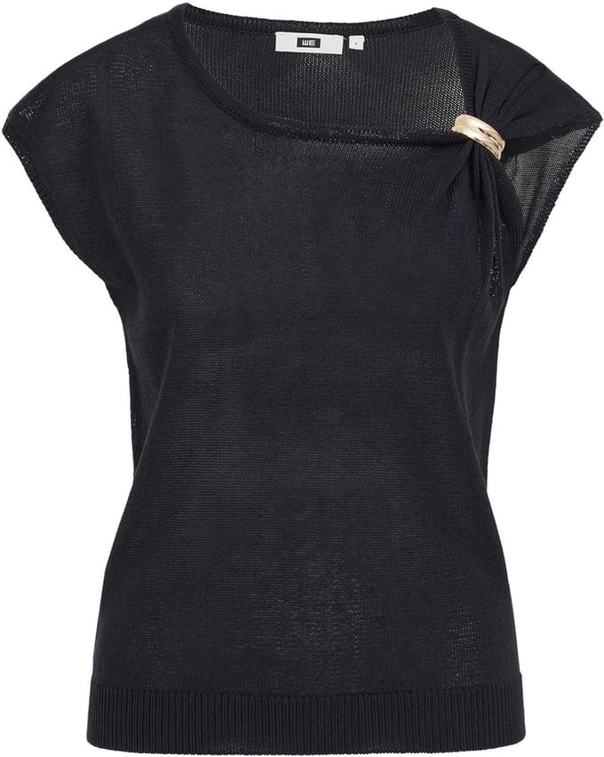 WE Fashion Dames fijngebreide trui met goud accent
