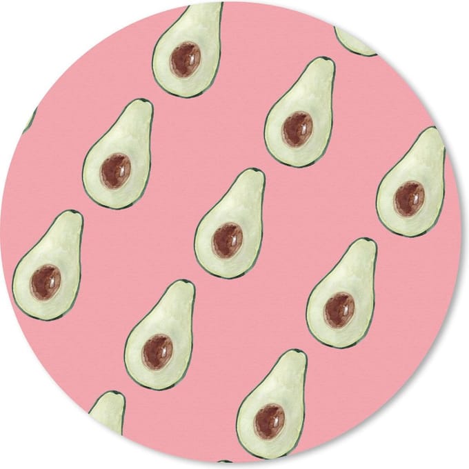 Muismat rond 20x20 cm - Mousepad Avocado - Roze - Fruit - Ronde muismatten