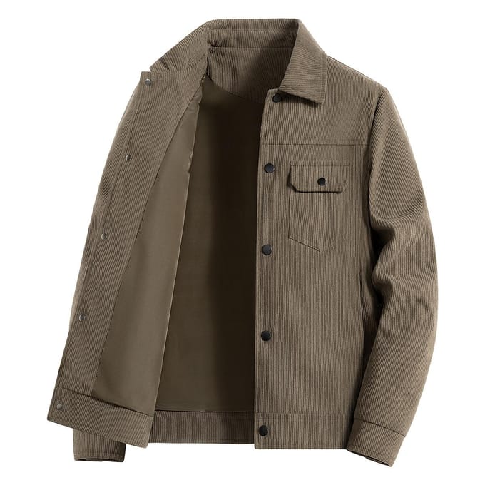Veste d'outillage ample décontractée polyvalente en velours côtelé pour hommes printemps et automne grande taille 6XL black