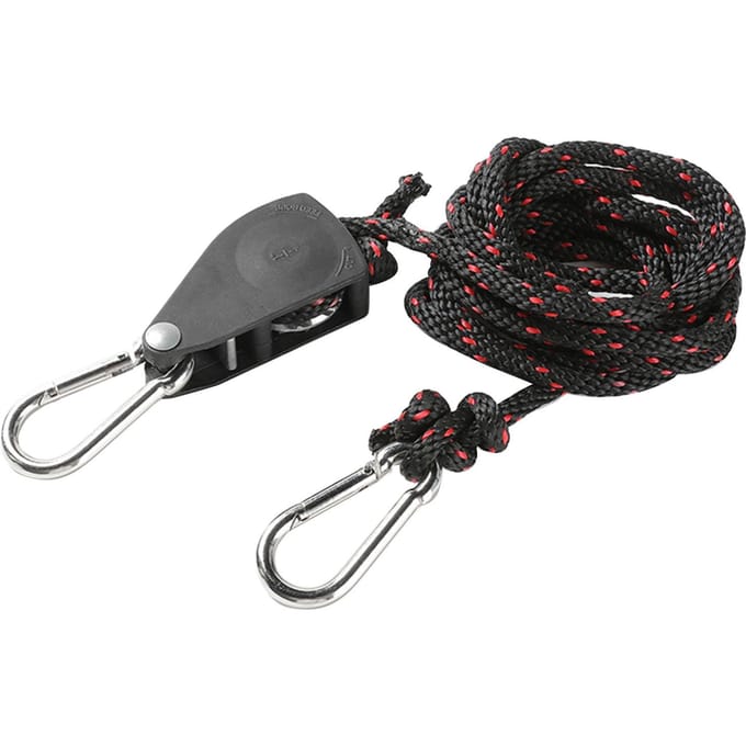 Enkel Katrolblok RVS Verstelbare Katrol Rollenwiel met 2 Sterke Gespen en Lang 2m/6.6ft black
