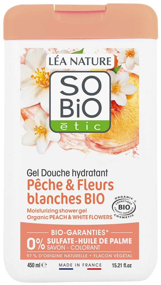 So Bio Etic Showergel peach & white flowers bio 450 Milliliter