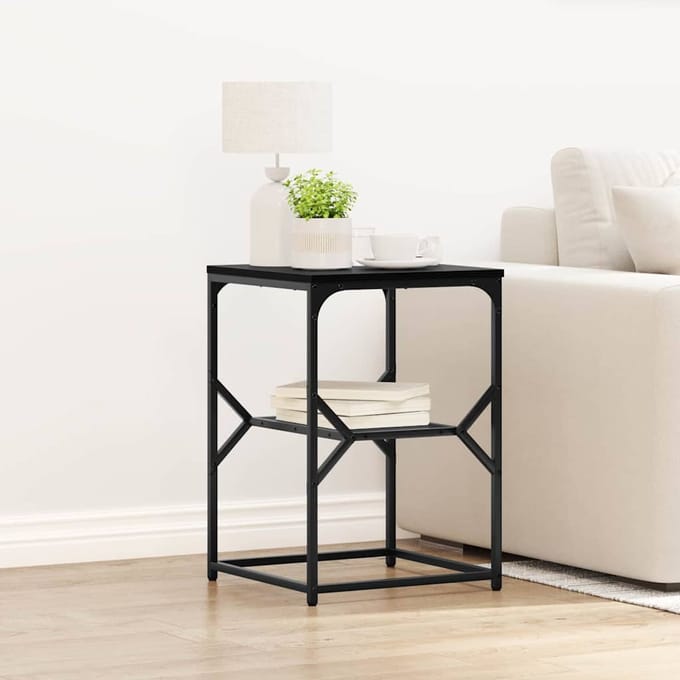 vidaXL - Bijzettafel - Zwart - Eiken - 41 - x - 40 - x - 60 - cm