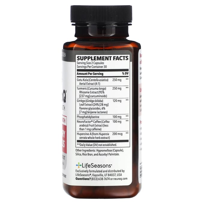 Neuroq Brain Health, Geheugen & Concentratie, Extra Sterkte, 60 Veggie Capsules
