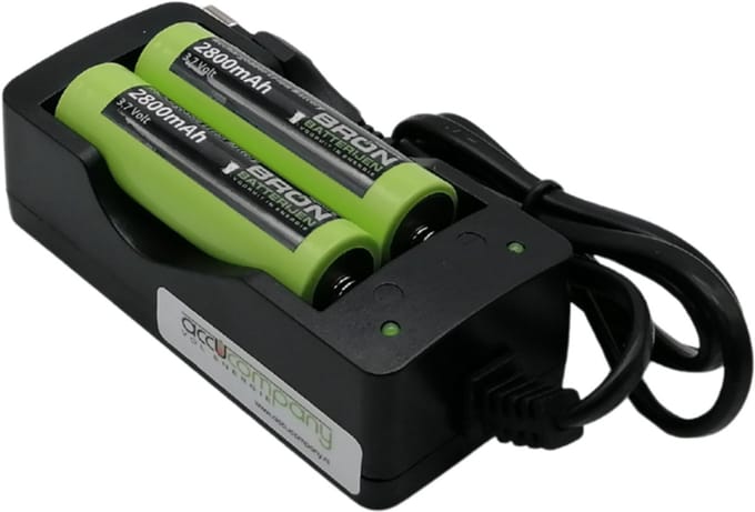 Batterijlader set 18650 batterijen incl. 2 cellen van 3.7V 2800mAh lithium