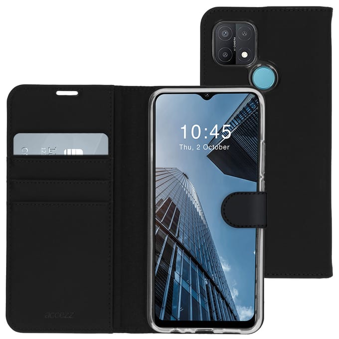 Accezz Hoesje - Geschikt voor Oppo A15 - Wallet Softcase Bookcase - Zwart