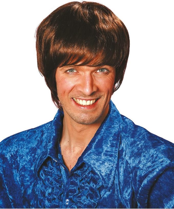 Jaren 60 pruik bruin - Kostuum pruik voor carnaval