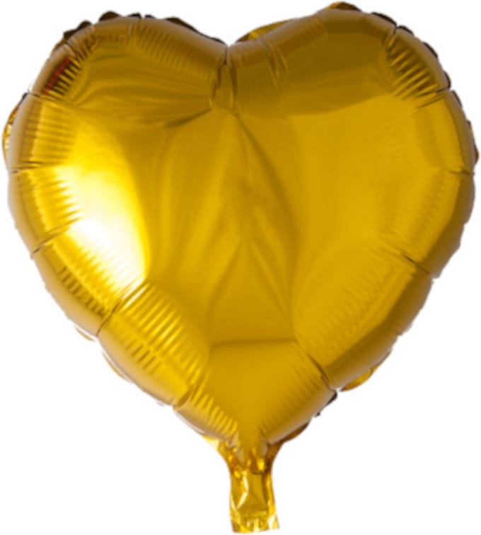 Folieballon - Hart - Goud - 45cm - Zonder vulling