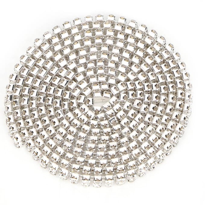 1m DIY Wikkelrol Kristal 3mm Strass Ketting Sierlint Decoratie Knutselen (wit) gray