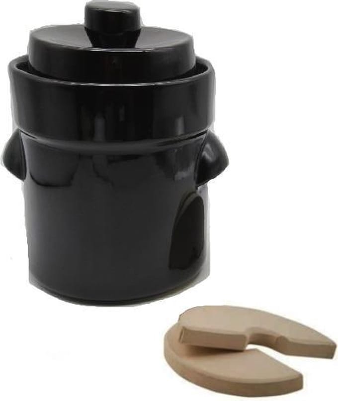 Mini fermentatiepot 2 liter (Bruin/Modern) met verzwaringsstenen