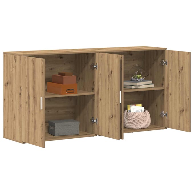 vidaXL - Dressoir - 2 - st - Artisan - Eiken - 79 - x - 38 - x - 80 - cm - Bewerkt - hout