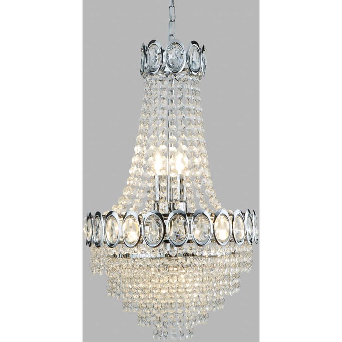 Searchlight kroonluchter Limoges met glasparel-behanging