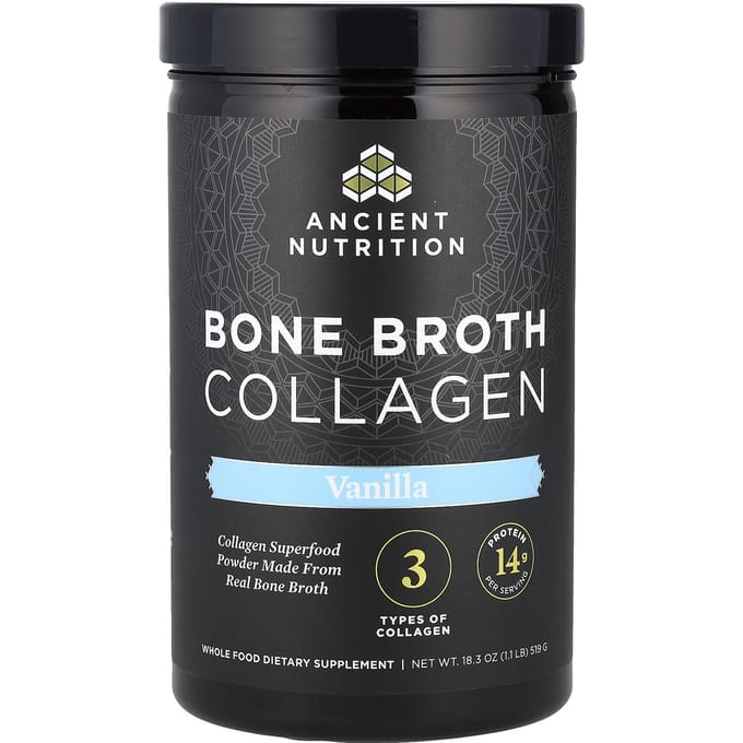 Nutrition Ancienne, Bouillon d'Os Collagène, Saveur Vanille, 1,1 lb (519 g)