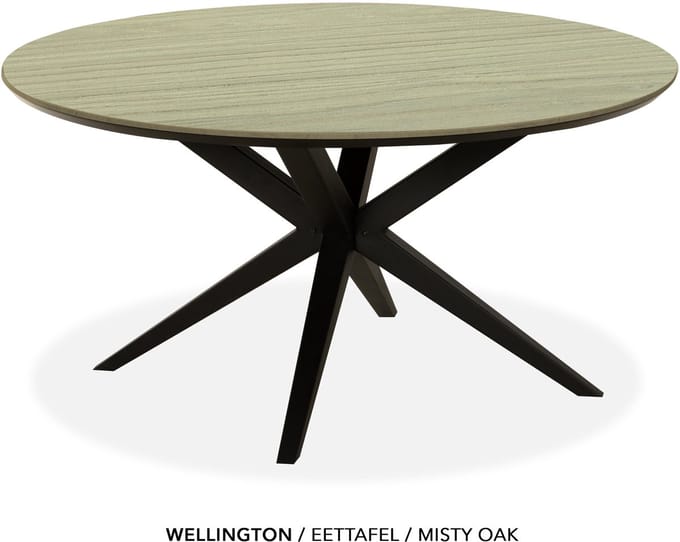 Maxfurn - Eettafel rond met verjongde rand | Zeer krasvast | Kleur: Misty oak | diameter 130cm